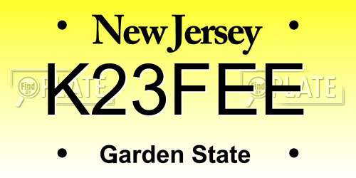 K23FEE New Jersey License Plate
