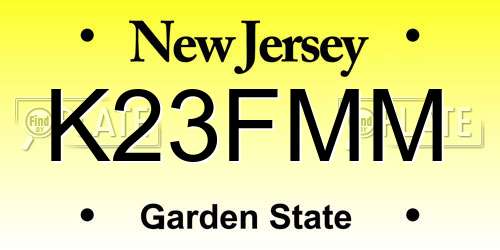K23FMM New Jersey License Plate
