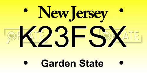 K23FSX New Jersey License Plate
