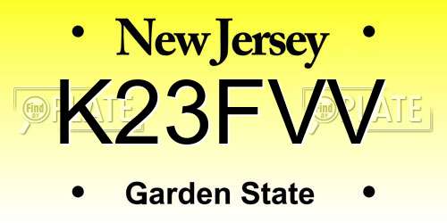 K23FVV New Jersey License Plate