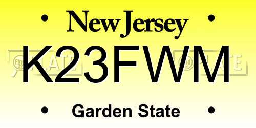 K23FWM New Jersey License Plate