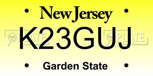 K23GUJ New Jersey License Plate