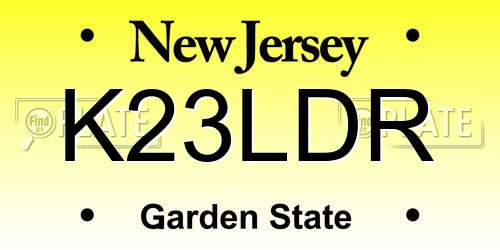 K23LDR New Jersey License Plate