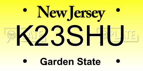 K23SHU New Jersey License Plate