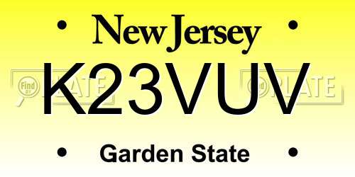 K23VUV New Jersey License Plate