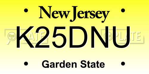K25DNU New Jersey License Plate