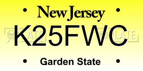 K25FWC New Jersey License Plate