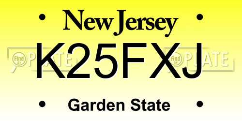 K25FXJ New Jersey License Plate