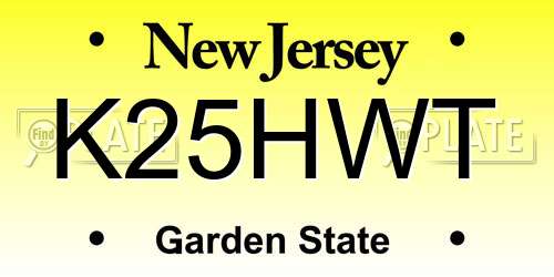 K25HWT New Jersey License Plate