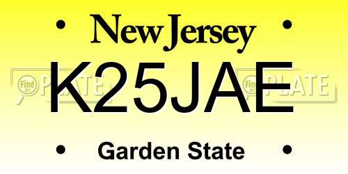 K25JAE New Jersey License Plate