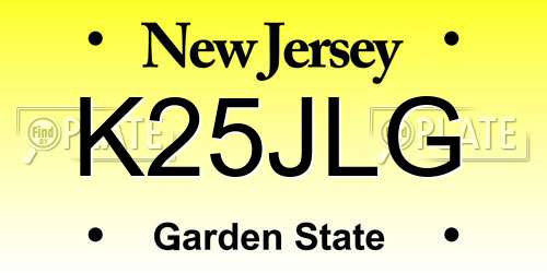 K25JLG New Jersey License Plate