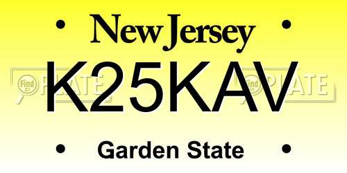 K25KAV New Jersey License Plate