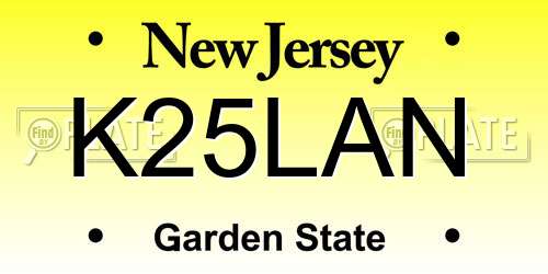 K25LAN New Jersey License Plate