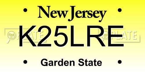 K25LRE New Jersey License Plate