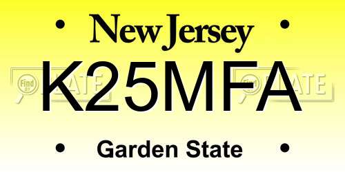 K25MFA New Jersey License Plate