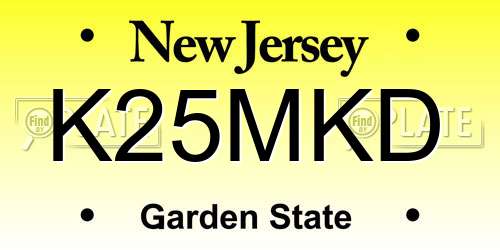 K25MKD New Jersey License Plate
