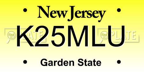 K25MLU New Jersey License Plate