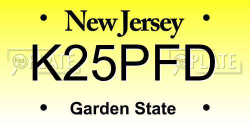K25PFD New Jersey License Plate