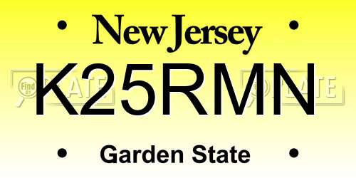 K25RMN New Jersey License Plate