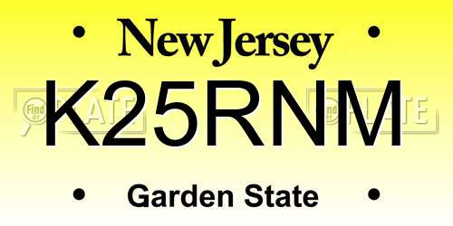K25RNM New Jersey License Plate