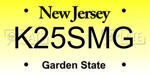 K25SMG New Jersey License Plate