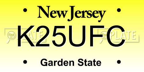K25UFC New Jersey License Plate