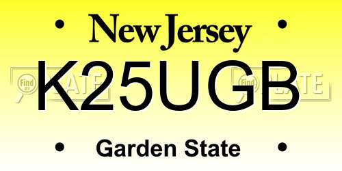K25UGB New Jersey License Plate