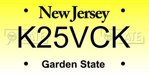 K25VCK New Jersey License Plate