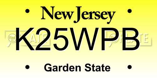 K25WPB New Jersey License Plate