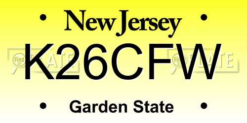 K26CFW New Jersey License Plate