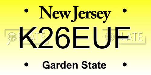 K26EUF New Jersey License Plate
