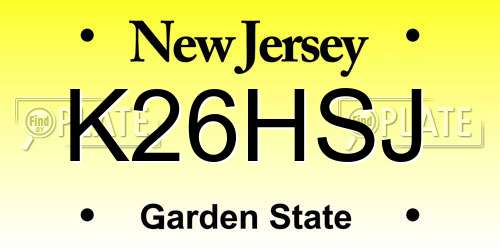 K26HSJ New Jersey License Plate