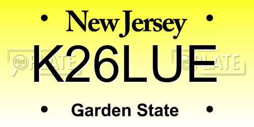 K26LUE New Jersey License Plate