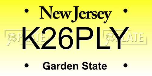 K26PLY New Jersey License Plate