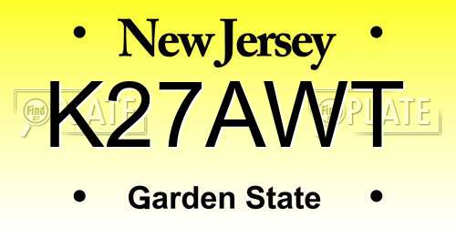 K27AWT New Jersey License Plate