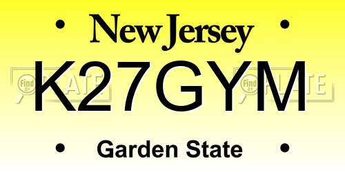 K27GYM New Jersey License Plate