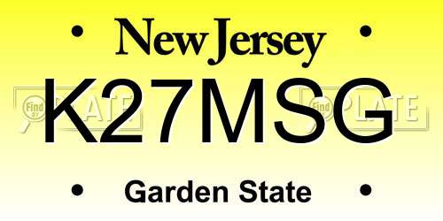 K27MSG New Jersey License Plate