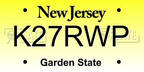 K27RWP New Jersey License Plate