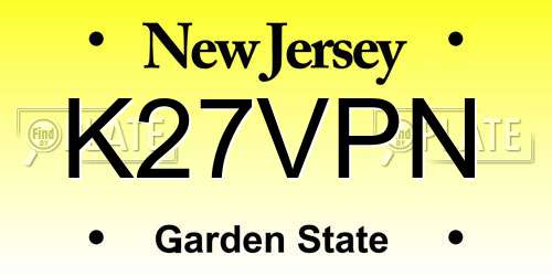 K27VPN New Jersey License Plate