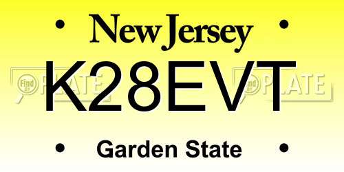 K28EVT New Jersey License Plate
