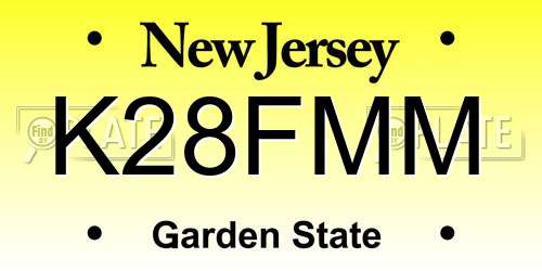 K28FMM New Jersey License Plate
