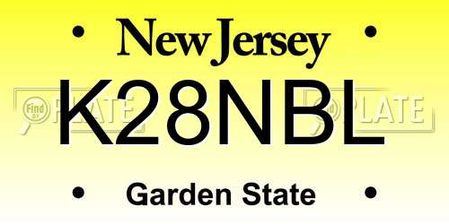 K28NBL New Jersey License Plate