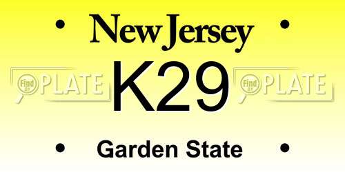 K29 New Jersey License Plate