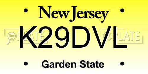 K29DVL New Jersey License Plate