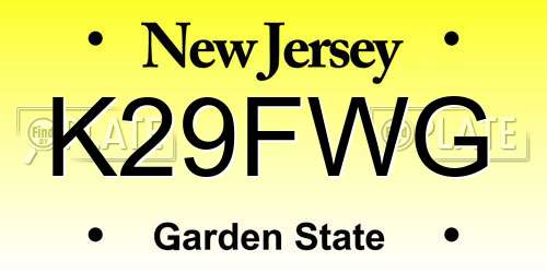 K29FWG New Jersey License Plate