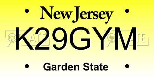 K29GYM New Jersey License Plate