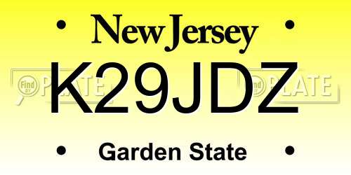 K29JDZ New Jersey License Plate
