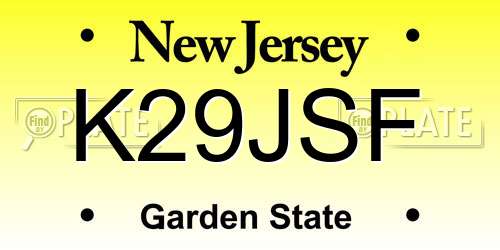 K29JSF New Jersey License Plate