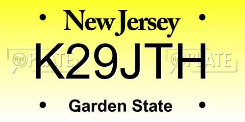 K29JTH New Jersey License Plate