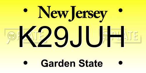 K29JUH New Jersey License Plate